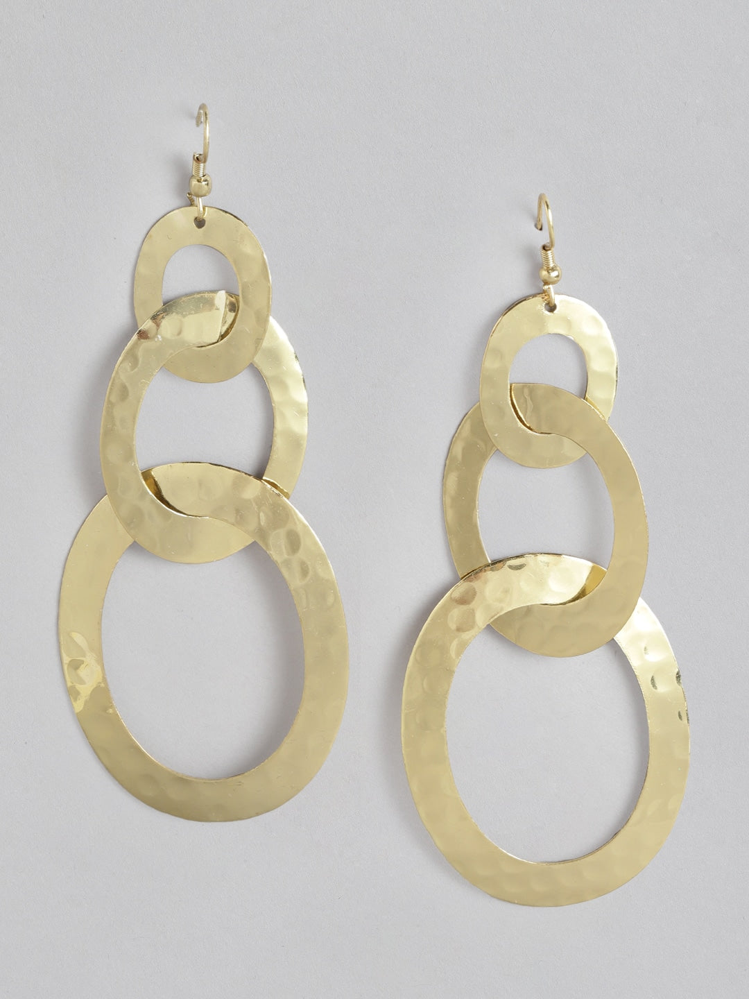 Gold-Plated Oval Drop Earrings