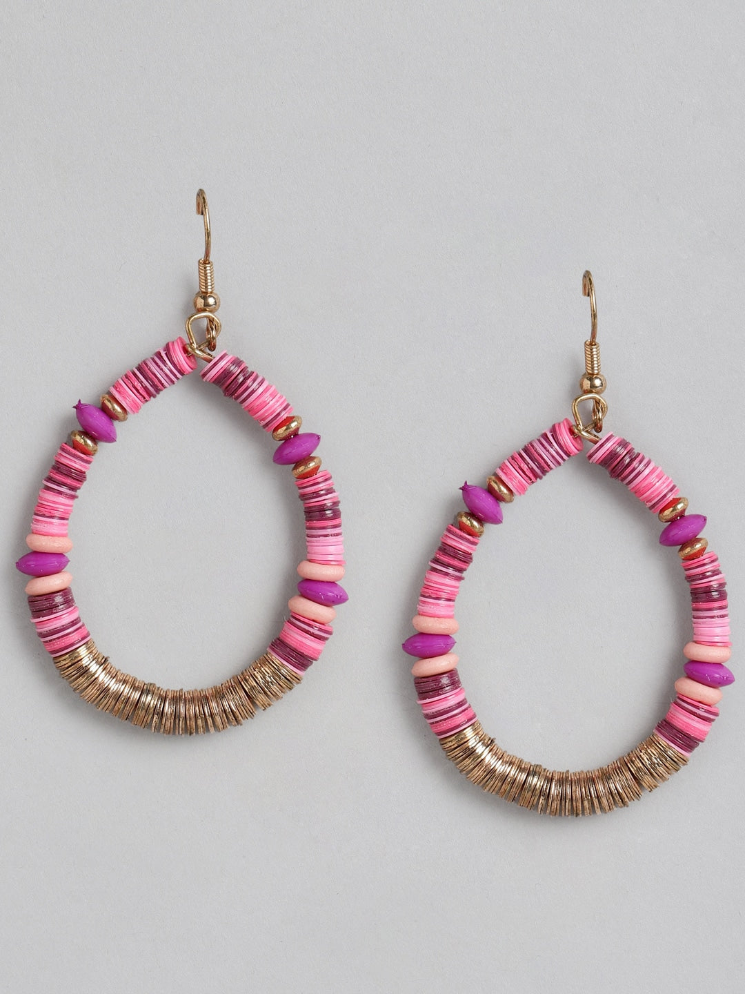Rose Gold-Plated & Pink Oval Drop Earrings