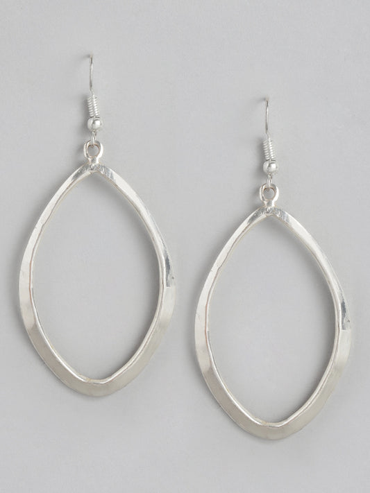 Silver-Toned Teardrop Shaped Drop Earrings