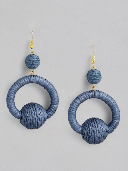 Blue Circular Drop Earrings