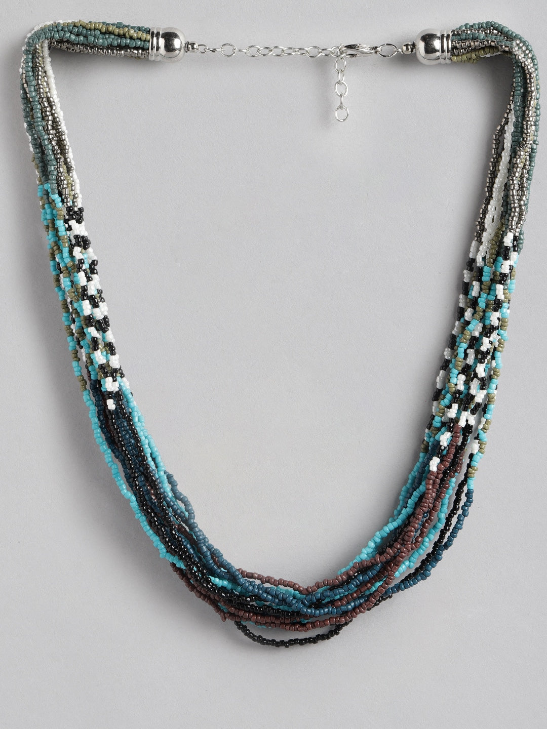 Blue & White Beaded Layered Necklace