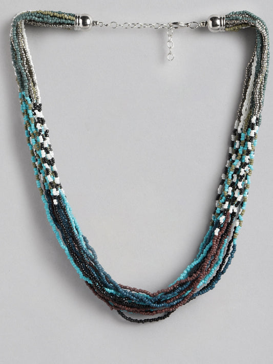 Blue & White Beaded Layered Necklace