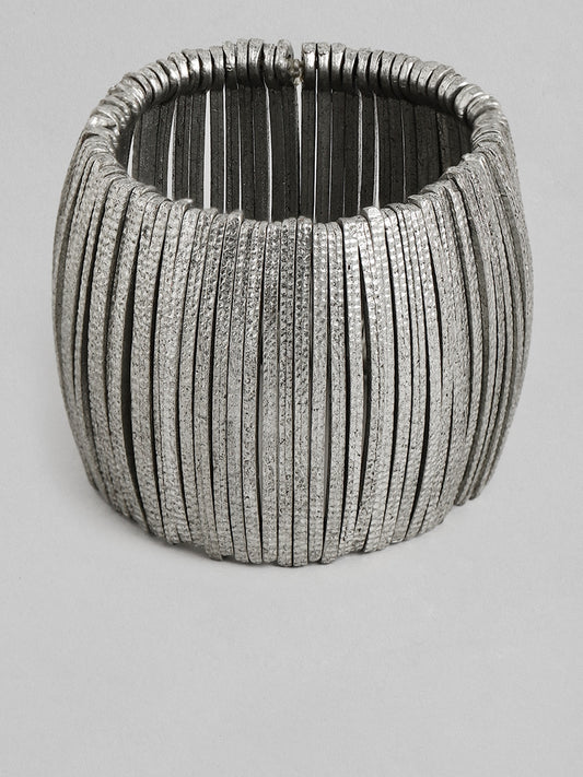 Women Silver-Toned Silver-Plated Bangle-Style Bracelet