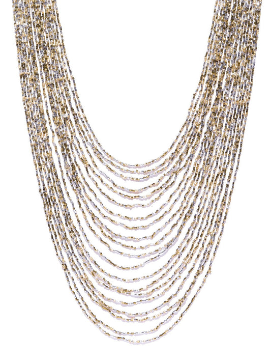 Women Gold-Toned & Silver-Toned Beaded Layered Necklace