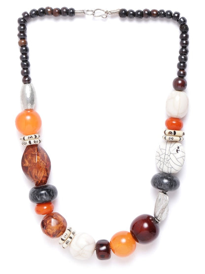 Orange & Off-Whited Beaded Necklace