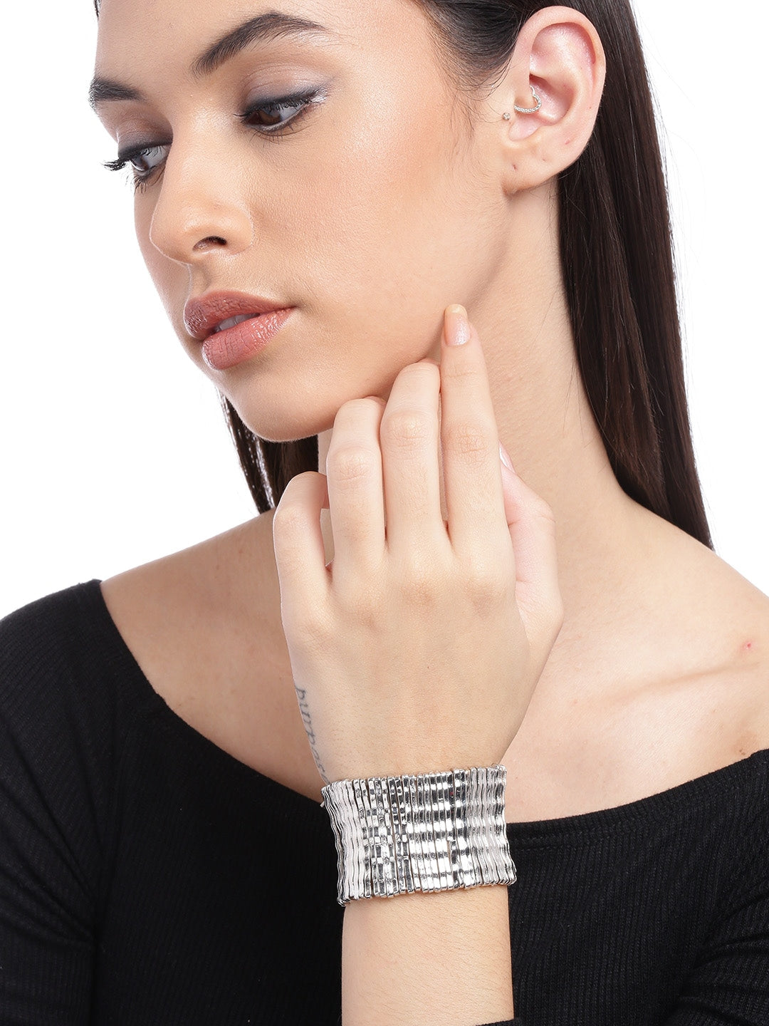 Women Silver-Toned Bangle-Style Bracelet