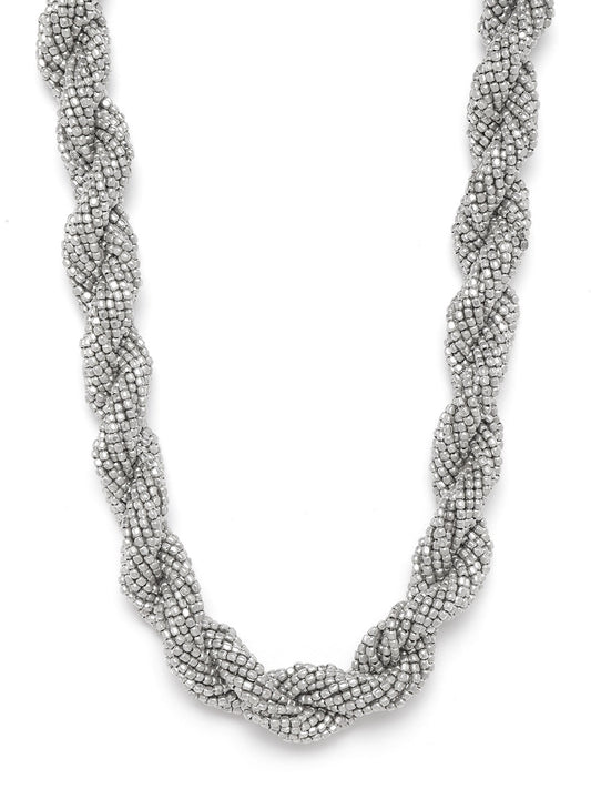 Oxidised Silver-Plated Beaded Necklace