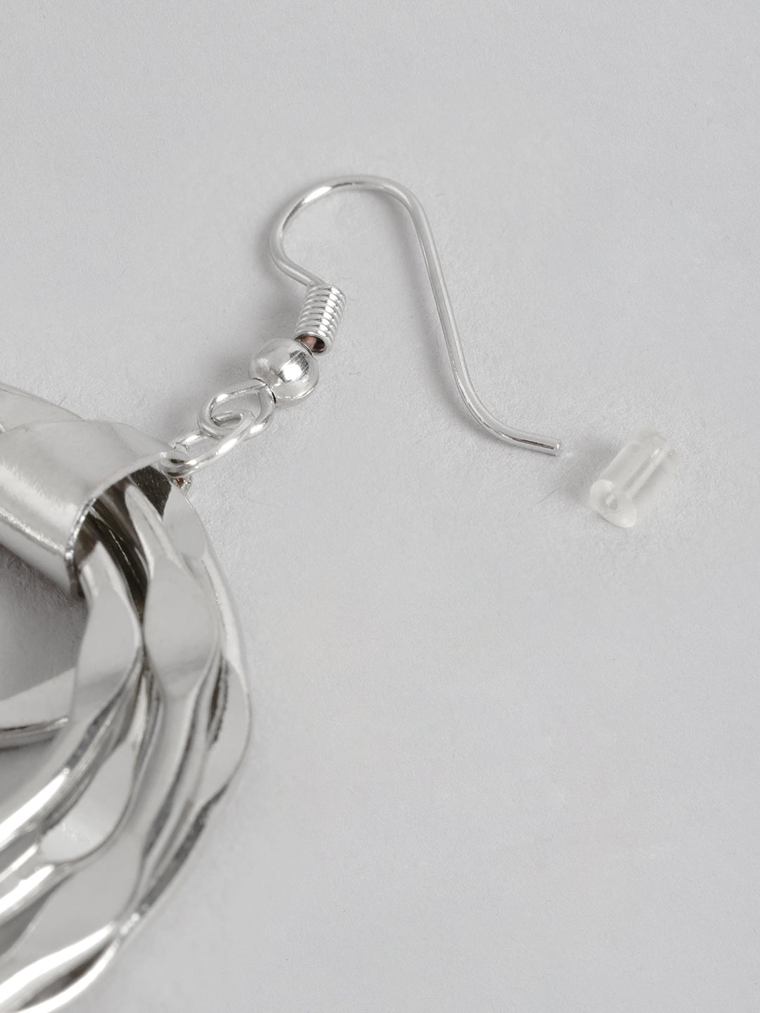 Silver-Plated Circular Drop Earrings