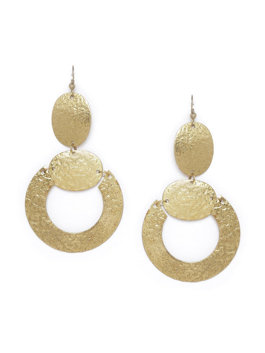 Gold-Plated Textured Geometric Drop Earrings