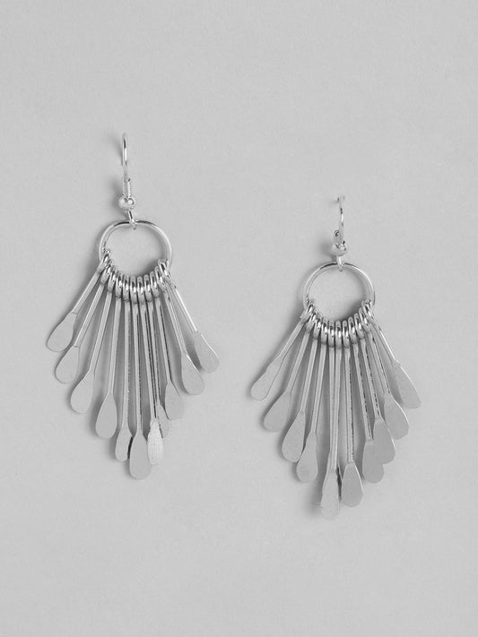 RICHEERA Silver-Plated Contemporary Drop Earrings