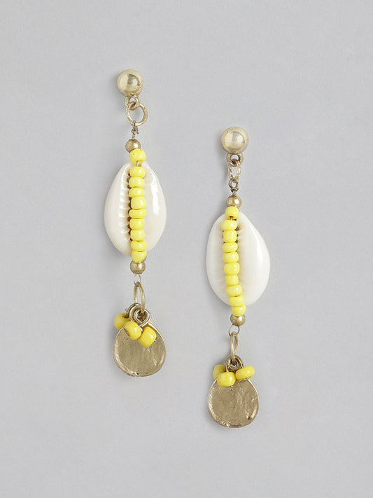 Yellow & White Contemporary Drop Earrings