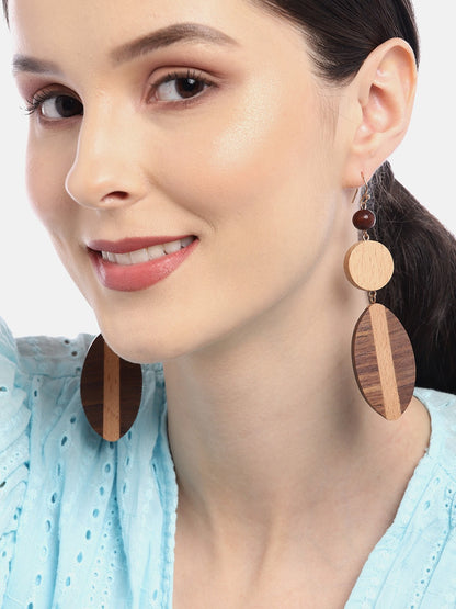 Brown Contemporary Drop Earrings