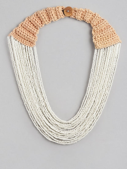 White & Beige Layered Necklace
