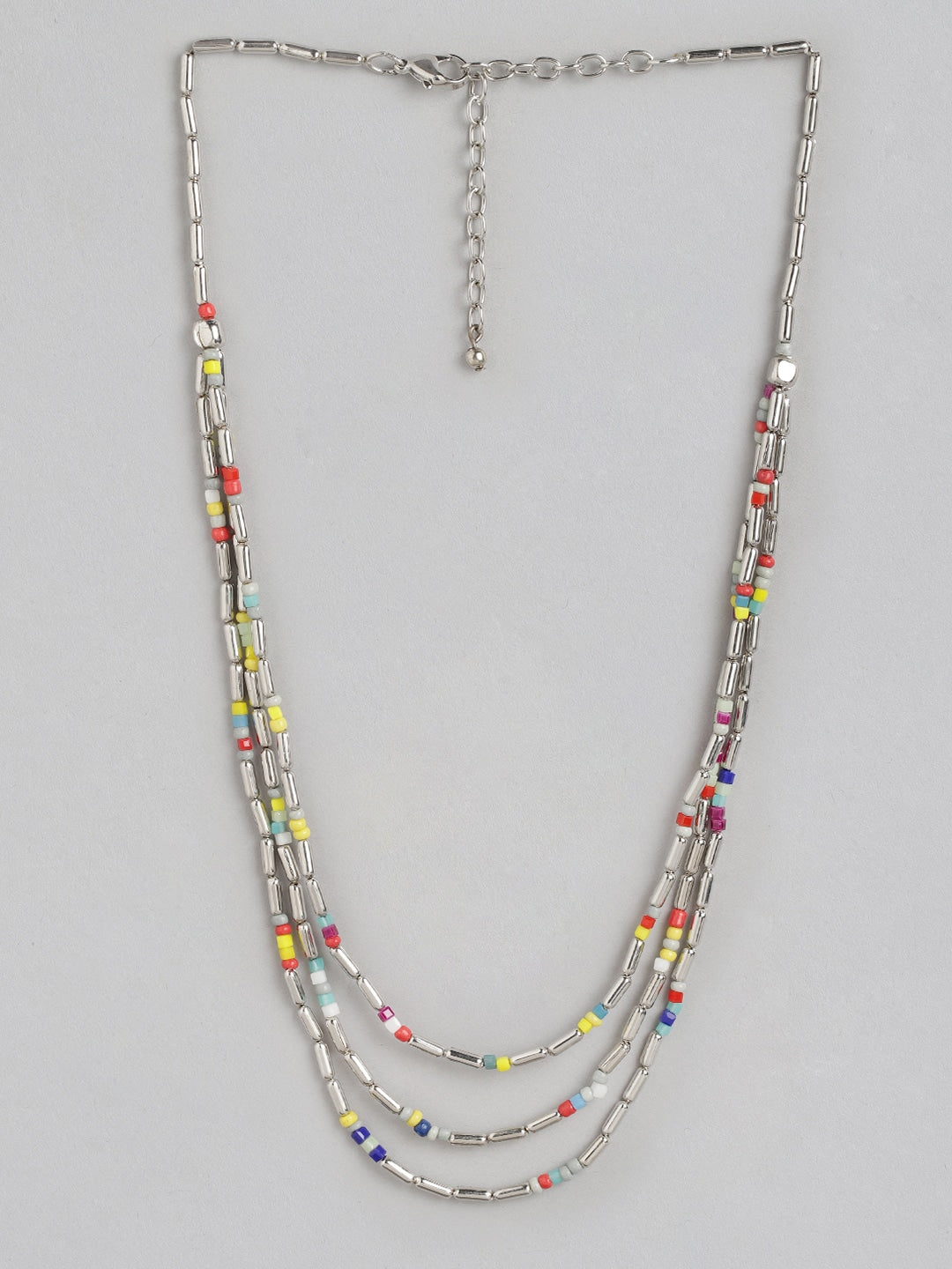 Silver-Toned & Red Layered Necklace
