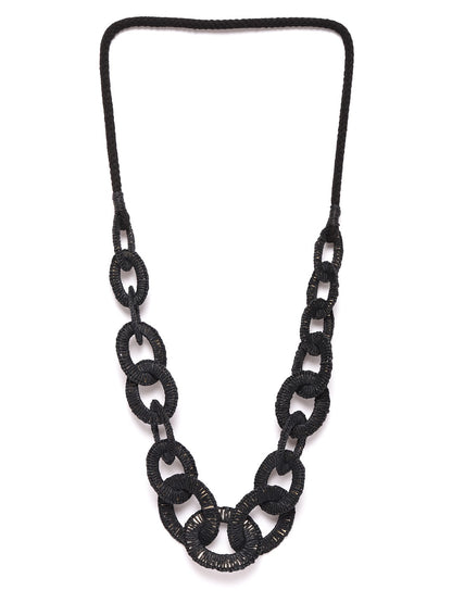 Women Black Textured Statement Necklace