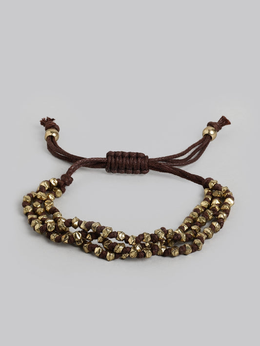 Women Brown & Gold-Plated Wraparound Bracelet