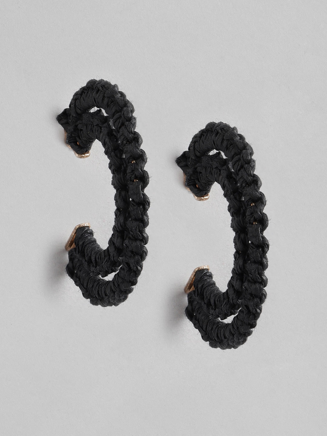 Black Crescent Shaped Half Hoop Earrings