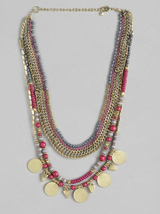 Multicoloured Gold-Plated Layered Necklace