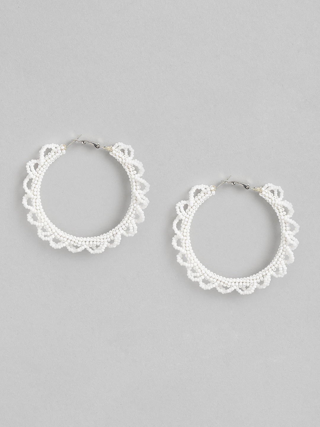 RICHEERA White Circular Hoop Earrings