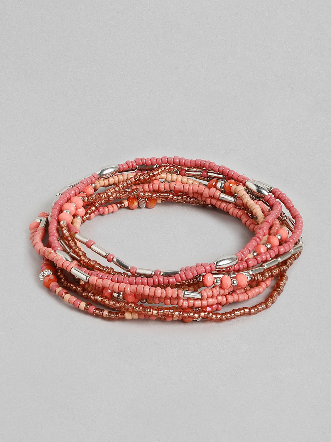 Women Set of 10 Pink Elasticated Bracelet