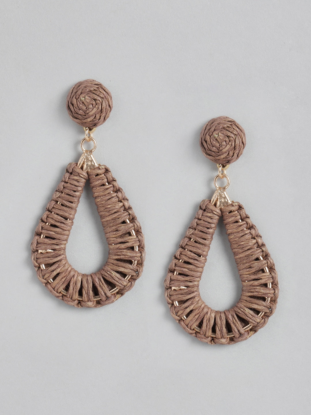 Brown Teardrop Shaped Drop Earrings