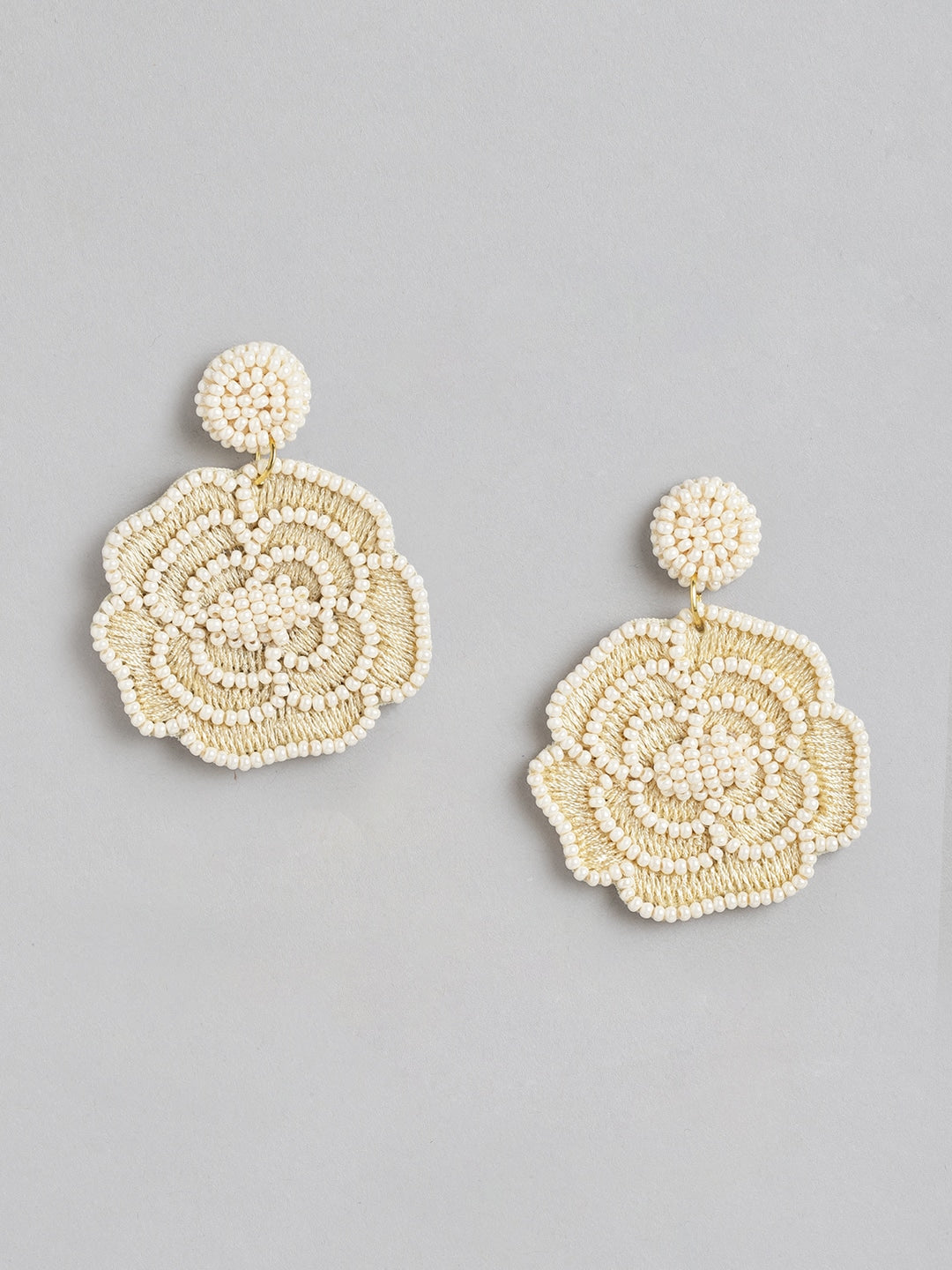 Off White Floral Drop Earrings