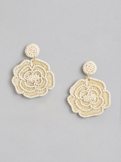 Off White Floral Drop Earrings