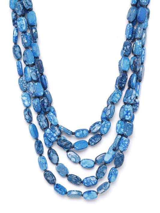 Blue Beaded Layered Necklace