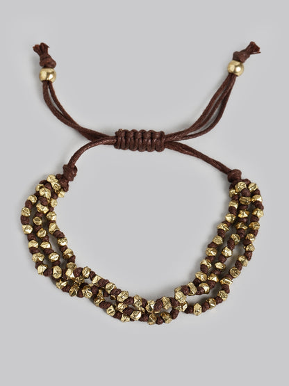 Women Brown & Gold-Plated Wraparound Bracelet