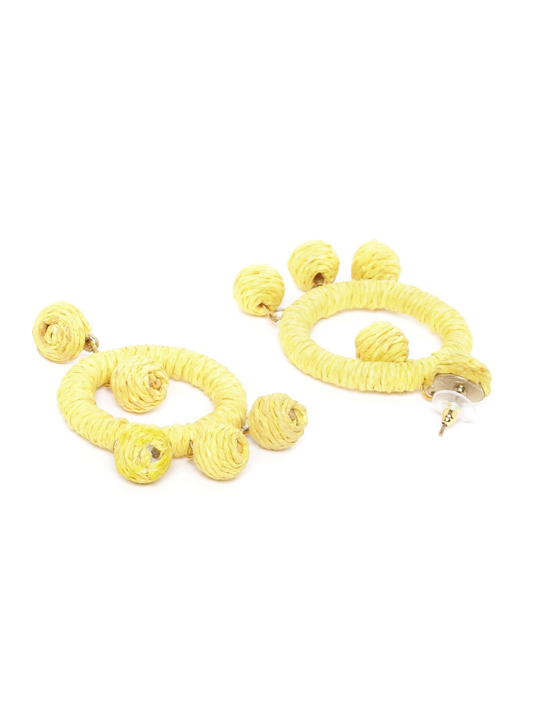 Yellow Circular Drop Earrings