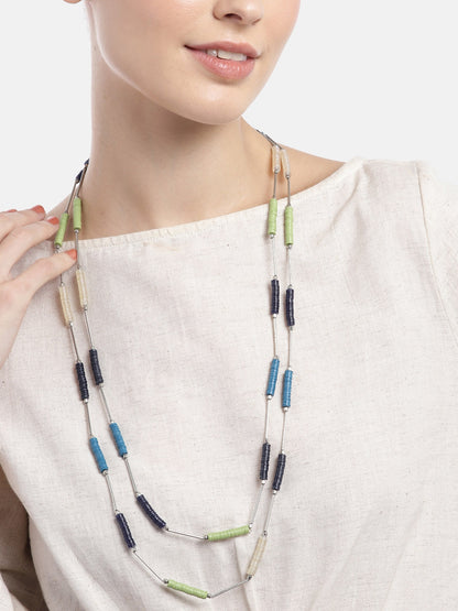 Silver-Plated Beaded Double-Layered Necklace