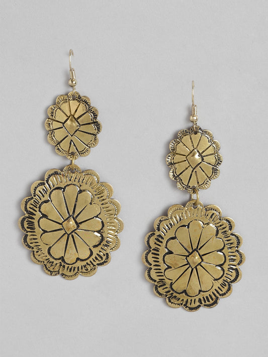 RICHEERA Gold-Plated Floral Drop Earrings