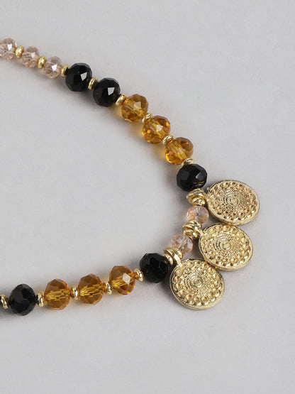 Gold-Toned & Black Gold-Plated Necklace