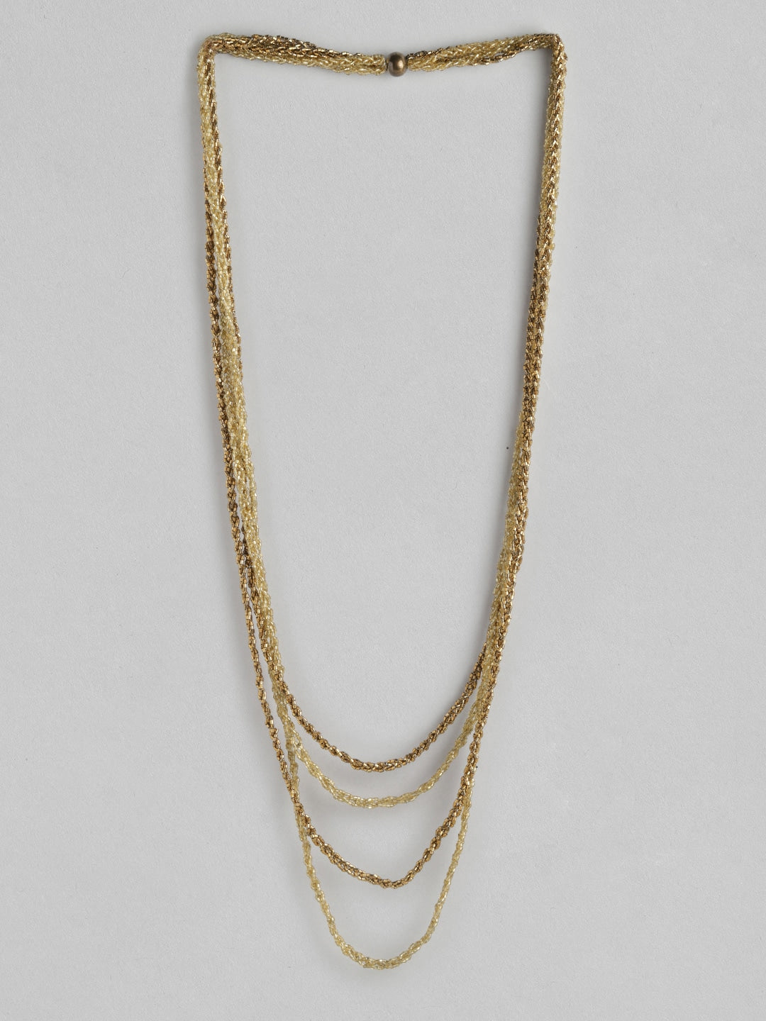 Gold-Plated Beaded Multi-Layered Necklace