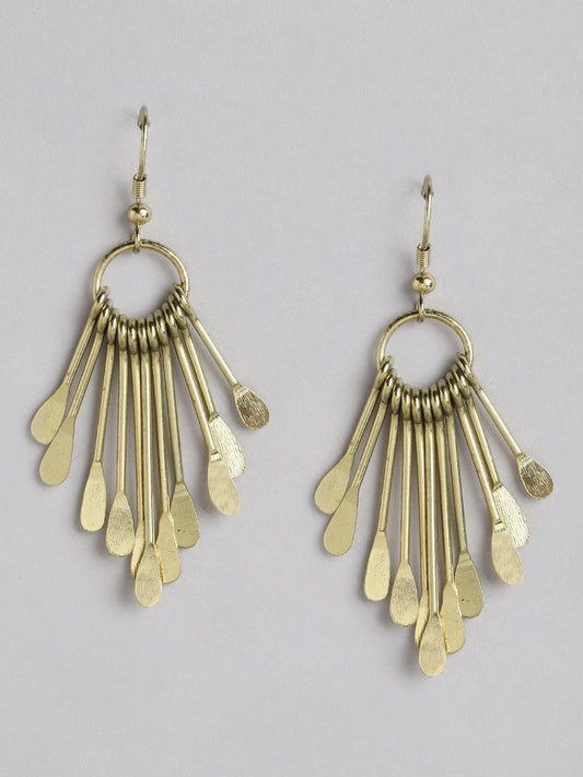RICHEERA Gold-Plated Contemporary Drop Earrings