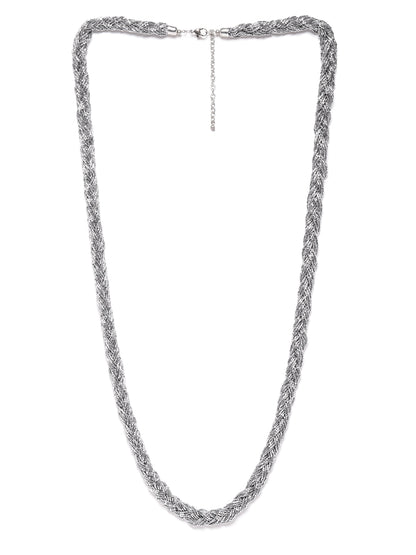 RICHEERA Women Silver-Toned Artificial Beaded Braided Necklace