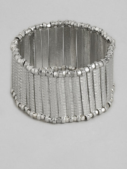 Women Silver-Toned Silver-Plated Cuff Bracelet