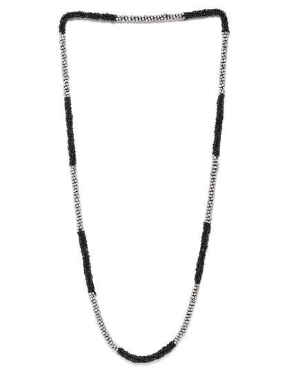 Women Black & Silver-Toned Gold-Plated Beaded Necklace