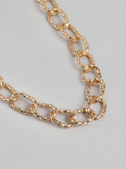Rose Gold-Plated Linked-Chain Design Necklace