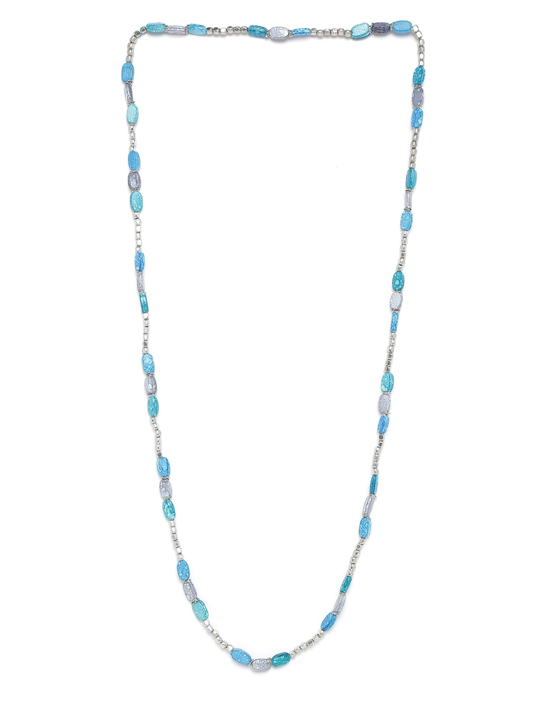Women Sea Green & Grey Silver-Plated Beaded Necklace