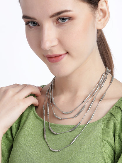 Oxidised Silver-Plated Layered Necklace