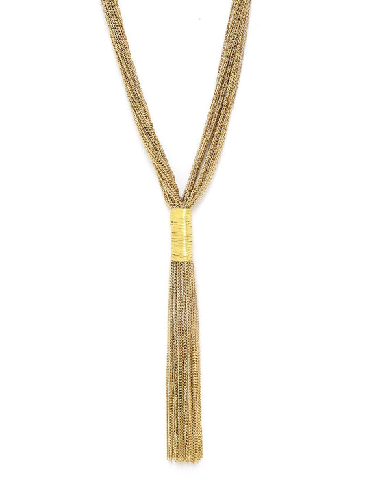 Gold-Plated Tasselled Multi-Stranded Necklace