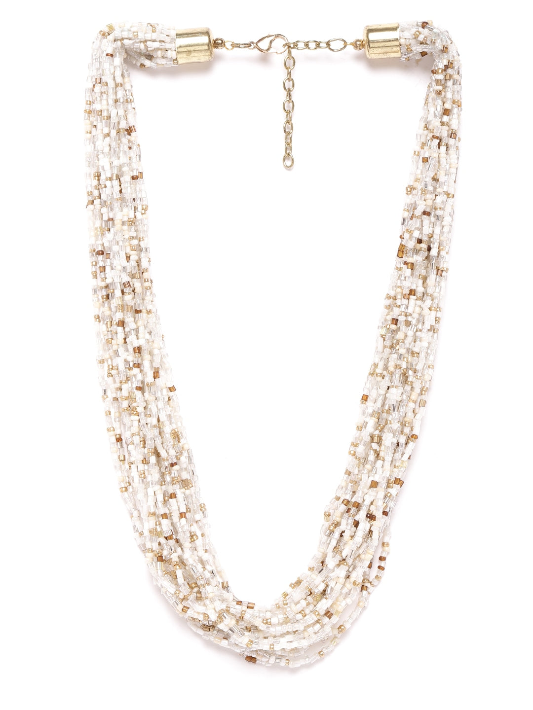 White Gold Plated Beaded Necklace