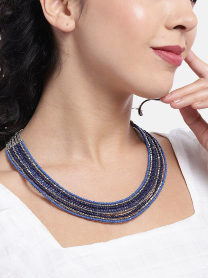 Blue Silver-Plated Necklace