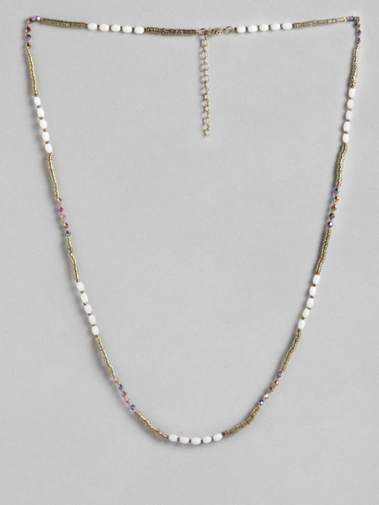 Gold-Toned & White Gold-Plated Beaded Necklace