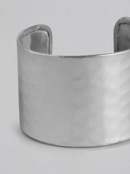 Women Silver-Toned Silver-Plated Cuff Bracelet