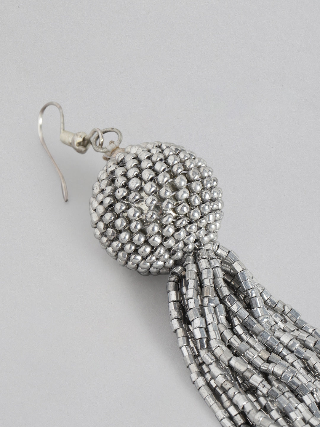 Silver-Toned Contemporary Drop Earrings
