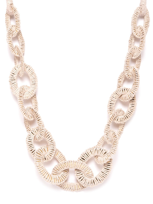 Women Beige & Gold-Toned Woven Design Necklace