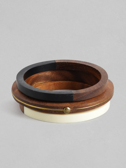 Women Brown Wood Ring Bracelet