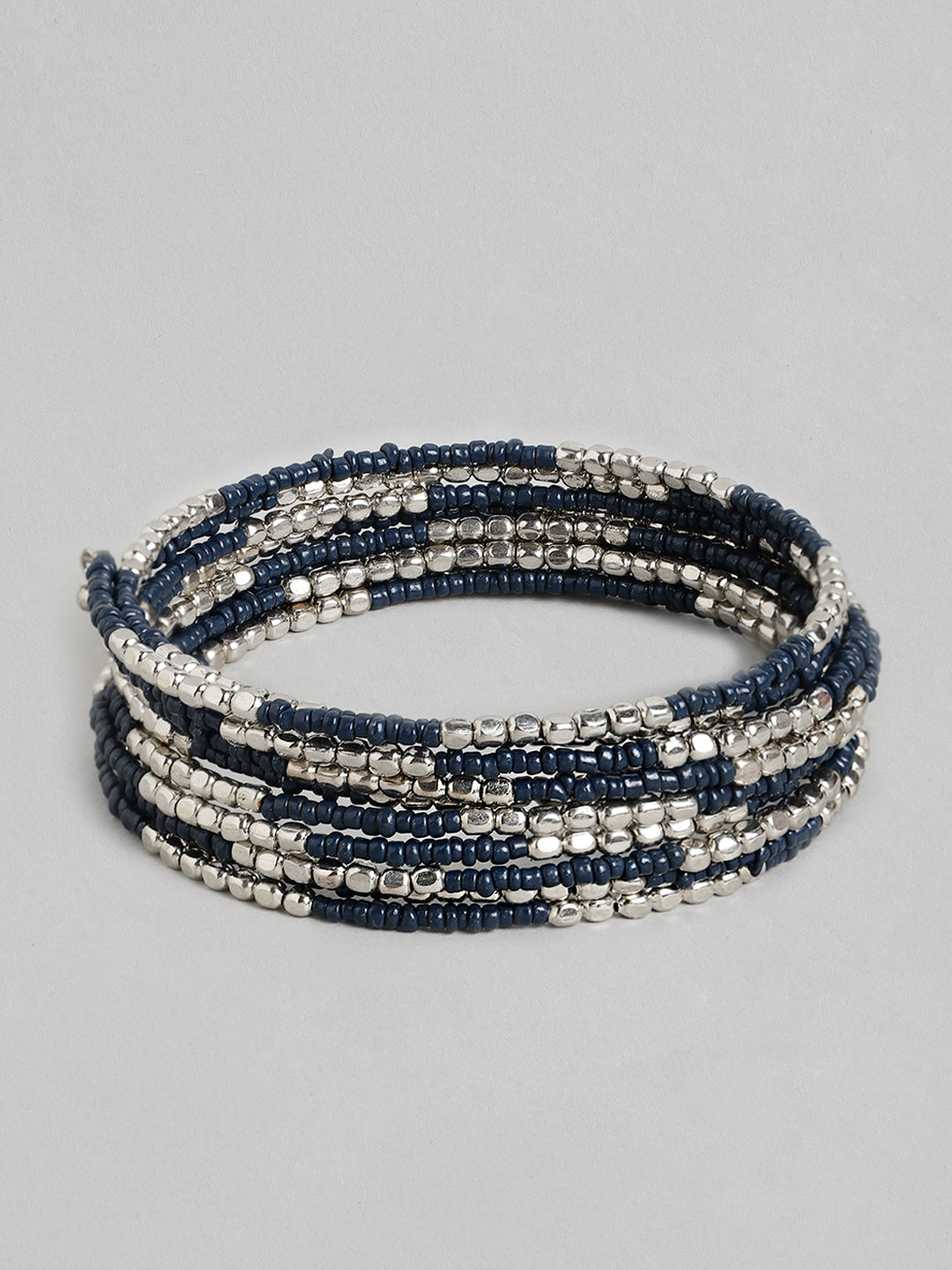 Women Blue & Silver-Toned Silver-Plated Bangle-Style Bracelet